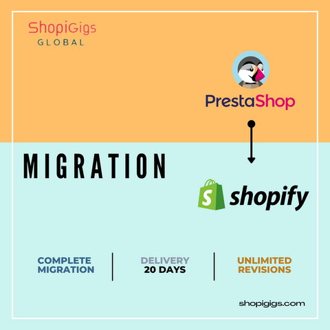 Shopigigs provides prestashop to shopify migration services. Our developers build wonderful online stores and beautiful shopify e-commerce websites from scratch. Shopify agency, transfer to shopify, shopify stores.shopi gig 100% Responsive